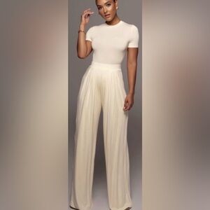 Women’s Buttercream Self-Double Layer Wide Leg Pants Small